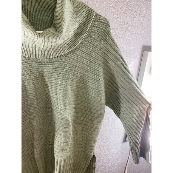 Anthropologie Moth Ribbed Turtleneck Knit Green Sweater - Picture 5 of 13